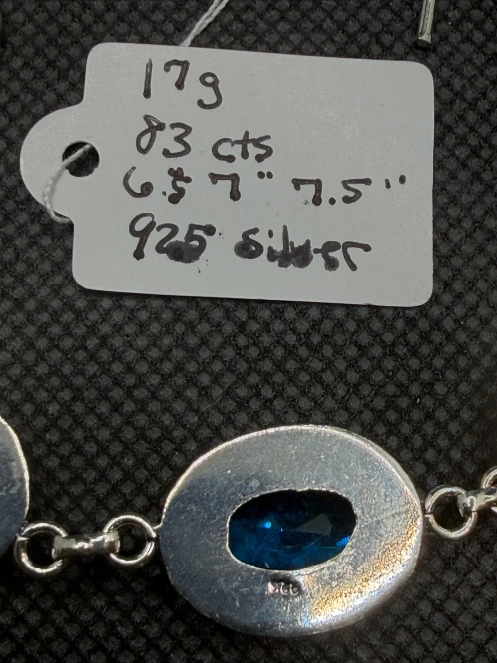 Swiss Blue Topaz Oval Link Adjustable Sterling Silver Bracelet 6”-7.5” - Blue